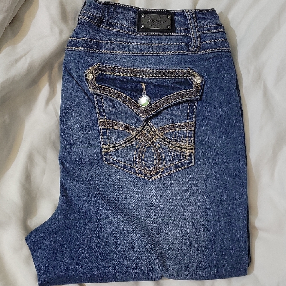 Earl Jeans Women's Blue Boot Cut with Embellished Pocket